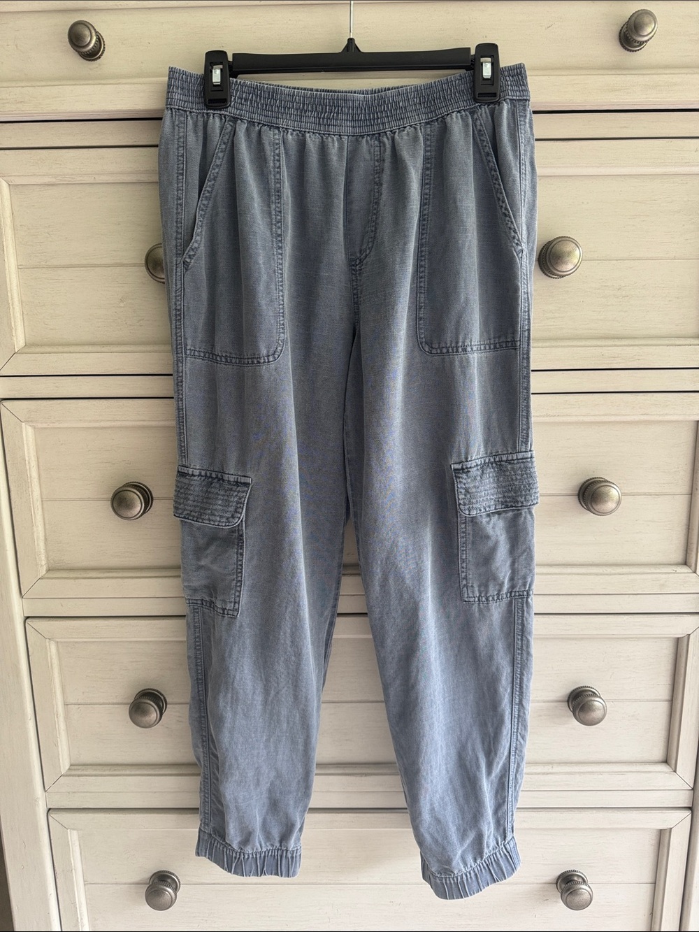 Cynthia Rowley Linen-Blend Elastic-Waist Cargo Pants